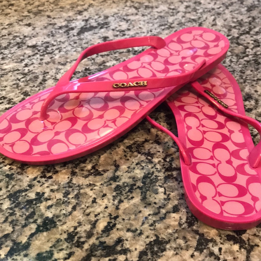 Coach pink flip flops size 9